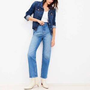 Loft | High Rise Straight Cotton Jeans in Vintage Mid Indigo Wash Size 6 / 28"
